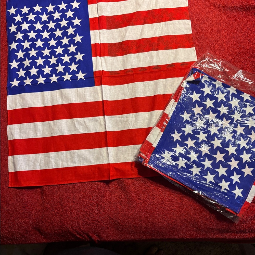 12pk American Flags Cotton Red, White & Blue Flags . 21”x21” New